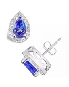 Tanzanite (1-3/4 Ct. t.w.) and Diamond (1/3 Ct. t.w.) Halo Stud Earrings