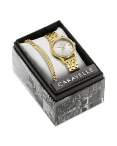 Women's Crystal Gold-Tone Stainless Steel Bracelet Watch 32mm Gift Set