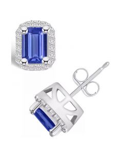 Tanzanite (1-1/10 Ct. t.w.) and Diamond (1/5 Ct. t.w.) Halo Stud Earrings