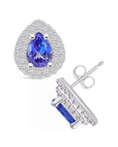 Tanzanite (1-1/3 Ct. t.w.) and Diamond (5/8 Ct. t.w.) Halo Stud Earrings