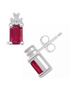 Ruby (1-3/8 Ct. t.w.) and Diamond (1/10 Ct. t.w.) Stud Earrings