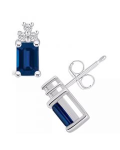 Sapphire (1-3/8 Ct. t.w.) and Diamond (1/10 Ct. t.w.) Stud Earrings