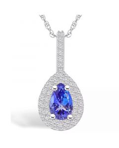 Tanzanite (7/8 Ct. t.w.) and Diamond (3/8 Ct. t.w.) Halo Pendant Necklace