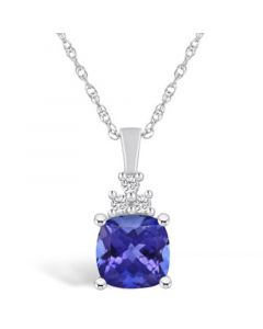 Tanzanite (2-1/3 Ct. t.w.) and Diamond (1/10 Ct. t.w.) Pendant Necklace