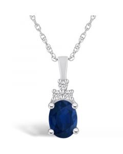 Sapphire (1-1/2 Ct. t.w.) and Diamond (1/10 Ct. t.w.) Pendant Necklace