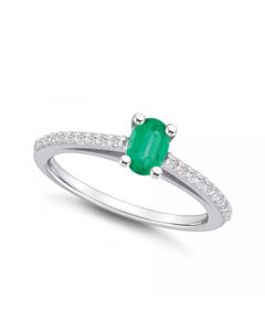 Emerald (1/2 Ct. t.w.) and Diamond (1/6 Ct. t.w.) Ring