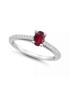 Ruby (5/8 Ct. t.w.) and Diamond (1/6 Ct. t.w.) Ring