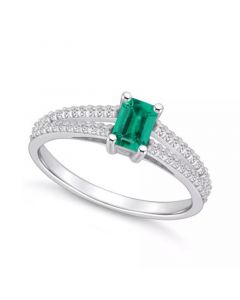 Emerald (1/2 Ct. t.w.) and Diamond (1/5 Ct. t.w.) Ring