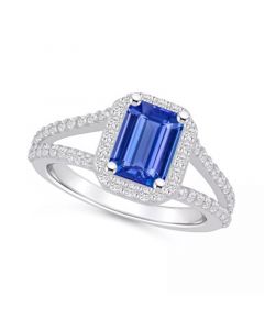 Tanzanite (1-5/8 Ct. t.w.) and Diamond (1/2 Ct. t.w.) Halo Ring