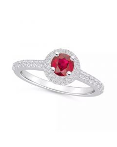 Ruby (5/8 Ct. t.w.) and Diamond (1/2 Ct. t.w.) Halo Ring