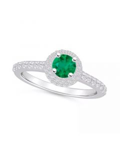 Emerald (1/2 Ct. t.w.) and Diamond (1/2 Ct. t.w.) Halo Ring