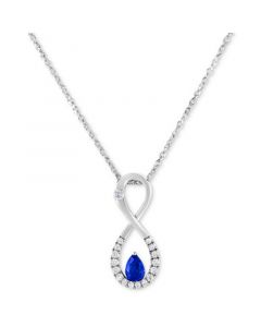 Sapphire (1/2 ct. t.w.) & Diamond (1/5 ct. t.w.) Infinity Pendant Necklace in 14k White Gold, 16" + 2" extender