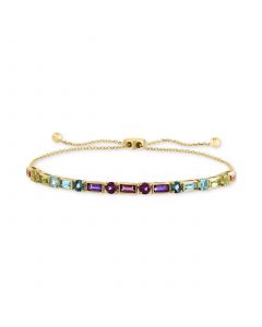 EFFY® Multi-Gemstone (2-1/3 ct. t.w.) & Diamond (1/20 ct. t.w.) Bolo Bracelet in 14k Gold-Plated Sterling Silver