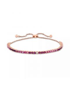 EFFY® Multi-Gemstone (1-1/4 ct. t.w.) & Diamond (1/10 ct. t.w.) Bolo Bracelet in 14k Rose Gold-Plated Silver (Also available in Sterling Silver)