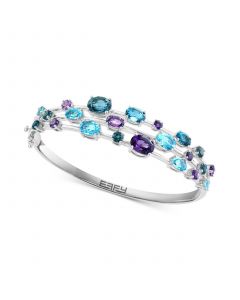 EFFY® Multi-Gemstone Triple Row Bangle Bracelet (10-1/2 ct. t.w.) in Sterling Silver