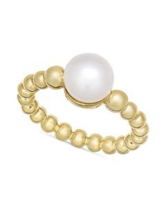 Cultured Freshwater Pearl (8 1/4 x 8 1/2 mm) Beaded Ring in 14k Gold-Plated Sterling Silver