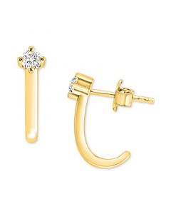 Diamond J-Hoop Earrings (1/10 ct. t.w.) in 10k Gold