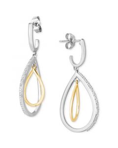 Diamond Orbital Teardrop Drop Earrings (1/10 ct. tw.) in Sterling Silver & 14k Gold-Plate