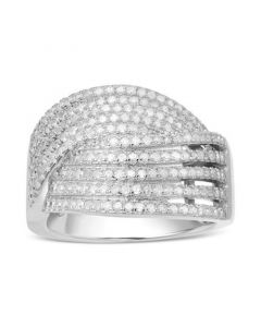 Diamond Multirow Crossover Ring (3/4 ct. t.w.) in Sterling Silver