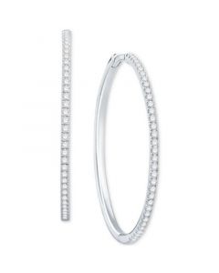 Diamond Medium Hoop Earrings (1/2 ct. t.w.) in 10k White Gold