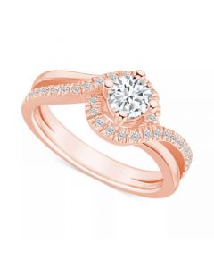 Diamond Swirl Halo Engagement Ring (3/4 ct. t.w.) in 14k White, Yellow or Rose Gold