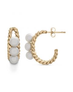 Cultured Freshwater Pearl (5mm) Twist Hoop Earrings in 14k Gold-Plated Sterling Silver