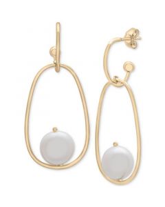 Cultured Freshwater Pearl (11x12mm) Drop Earrings in 14k Gold-Plated Sterling Silver