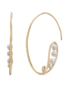 Cultured Freshwater Pearl (3 - 4mm) Circle Threader Earrings in 14k Gold-Plated Sterling Silver