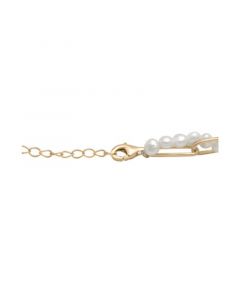 Cultured Freshwater Pearl (3 x 4mm) Paperclip Layered Bracelet in 14k Gold-Plated Sterling Silver