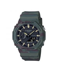 Men's Two Hand Quartz Green Camo Resin Strap Watch with Interchangeable Band and Bezel, 45.4mm, GAE2100WE-3A