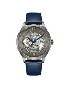 Men's Automatic Blue Genuine Leather Strap Watch 42mm