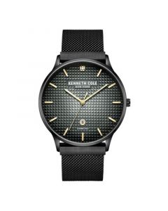 Men's Diamond Accent Dial Black Stainless Steel Mesh Band Watch 42mm