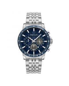 Men's Chronograph Silver-Tone Stainless Steel Bracelet Watch 44mm