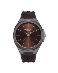 Men's Modern Classic Brown Silicone Strap Watch 43.5mm