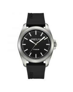 Men's Titanium Black Silicone Strap Watch 42mm