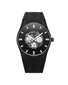 Men's Multi-Function Black Silicone Strap Watch 42mm