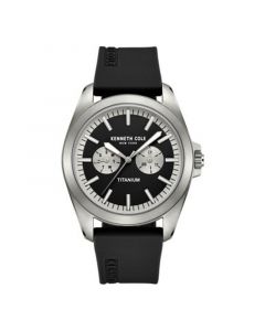 Men's Titanium Multi-Function Black Silicone Strap Watch 42mm