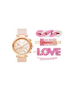 Women's Light Blush Silicone Strap Watch 38mm Gift Set, 5 Piece