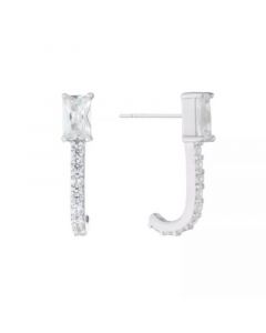 Cubic Zirconia (1.44 ct.t.w.) Clear Baguette Half Hoop Post Earrings