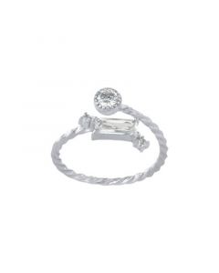 Geometric Cubic Zirconia (2.04 ct. t. w.) Bypass Ring in Sterling Silver