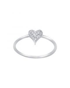 Cubic Zirconia (0.19 ct. t. w.) Pave Heart Ring in Sterling Silver