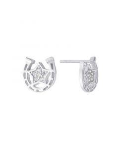 Cubic Zirconia (0.02 ct.t.w) Horseshoe Stud Earrings in Sterling Silver