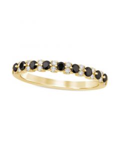 Black Diamond (1/4 ct. t.w.) & White Diamond (1/8 ct. t.w.) Stack Band in 14k Gold