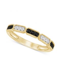 Black Diamond (1/8 ct. t.w.) & White Diamond (1/20 ct. t.w.) Milgrain Band in 14k Gold