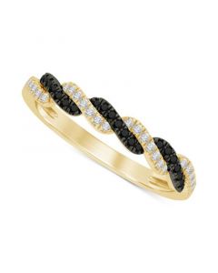 Black Diamond (1/10 ct. t.w.) & White Diamond (1/10 ct. t.w.) Twist Band in 14k Gold