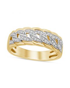 Men's Diamond Chain Link Style Band (1/5 ct. t.w.) in Sterling Silver & 14k Gold-Plate