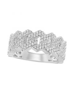 Men's Diamond Chain Link Statement Ring (1 ct. t.w.) in 10k White Gold