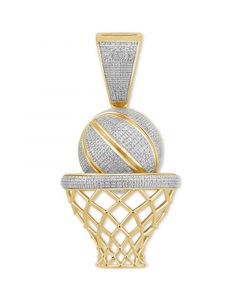 Men's Diamond Pavé Basketball & Net (3/4 ct. t.w.) in 14k Gold-Plated Sterling Silver