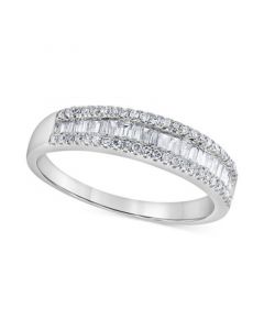 Diamond Baguette & Round Band (1/2 ct. t.w.) in 14k White Gold