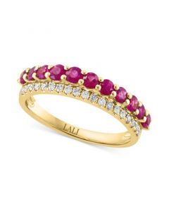 Ruby (7/8 ct. t.w.) & Diamond (1/5 ct. t.w.) Double Row Ring in 14k Gold